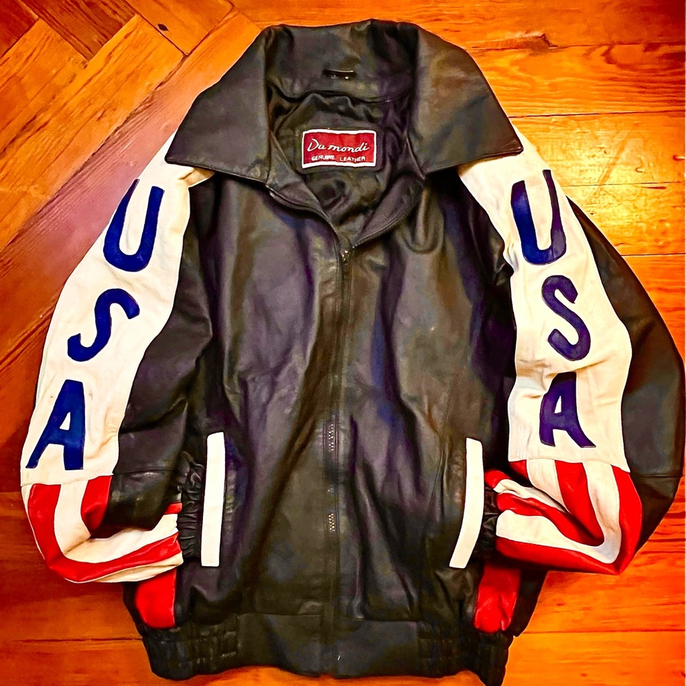 Black and White Bomber Jacket with USA Designlo e you too